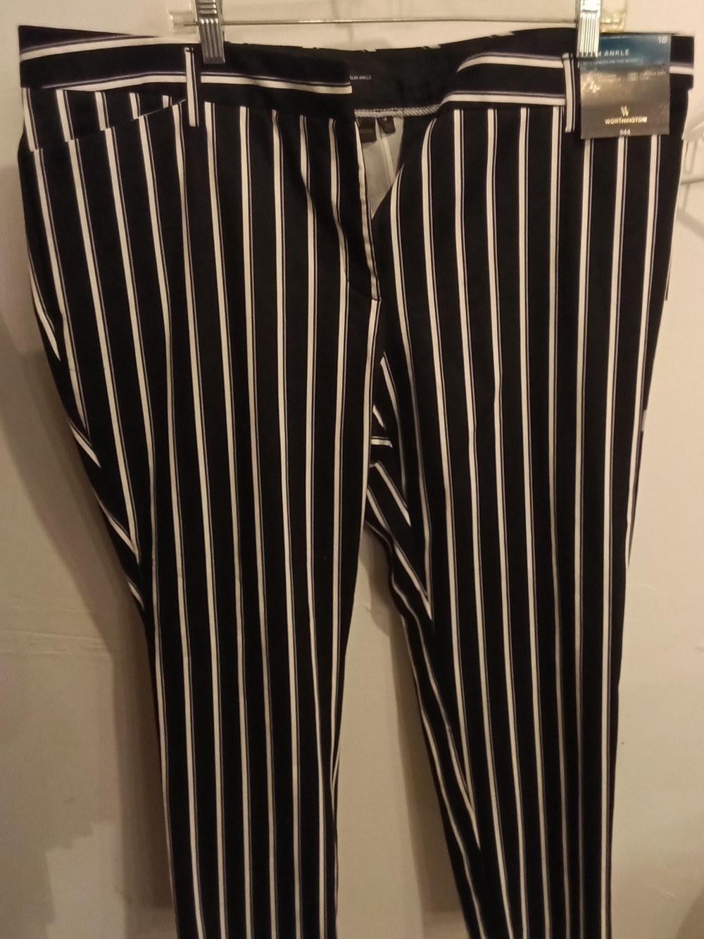 Worthington Black and White Vertical Stripe Women’s Dress Pants